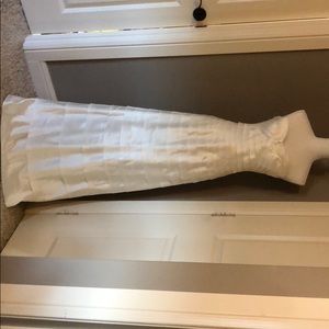 BCBG Dress White Layered Strapless Simple Satin